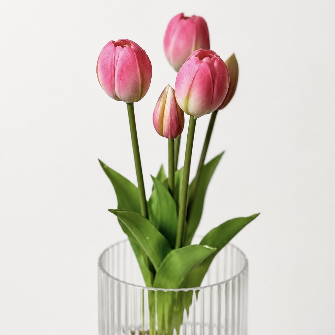 Tulipany silikonowe 5 szt. 40 cm JAK ŻYWE | Róż 12 - obrazek 3