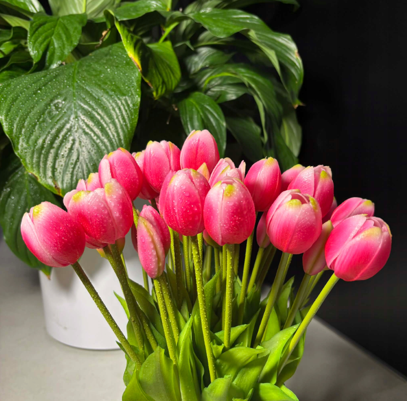 Tulipany silikonowe 5 szt. 40 cm JAK ŻYWE | Róż 13 - obrazek 4