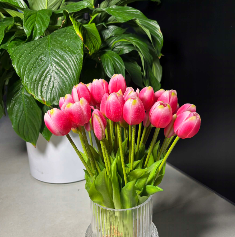 Tulipany silikonowe 5 szt. 40 cm JAK ŻYWE | Róż 13 - obrazek 3