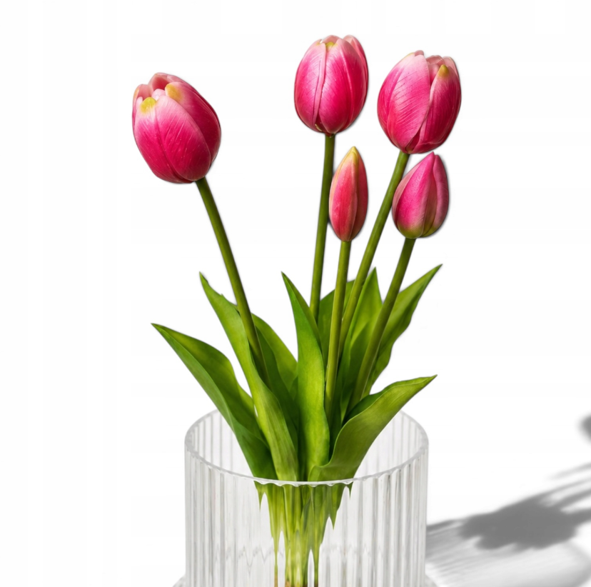 Tulipany silikonowe 5 szt. 40 cm JAK ŻYWE | Róż 13 - obrazek 5