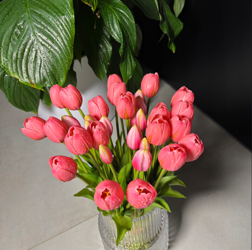 Tulipany silikonowe 5 szt. 40 cm JAK ŻYWE | Róż 11 - obrazek 3
